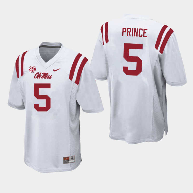 Men #5 Deantre Prince Ole Miss Rebels College Football Jerseys Sale-White